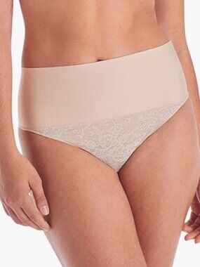 Maidenform Plus Size Tummy Lace Thong Panties, Firm Control Shapewear 2X  00021